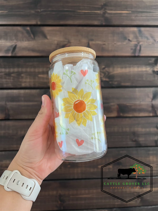 Sunflower Glass Can